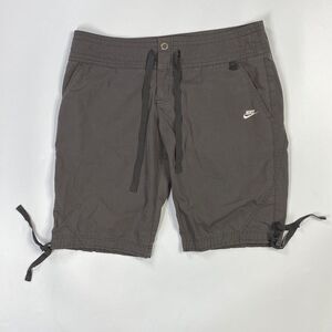 Vintage Nike Gray Tie Cuff Spell Out Mini Swoosh Shorts Size Medium